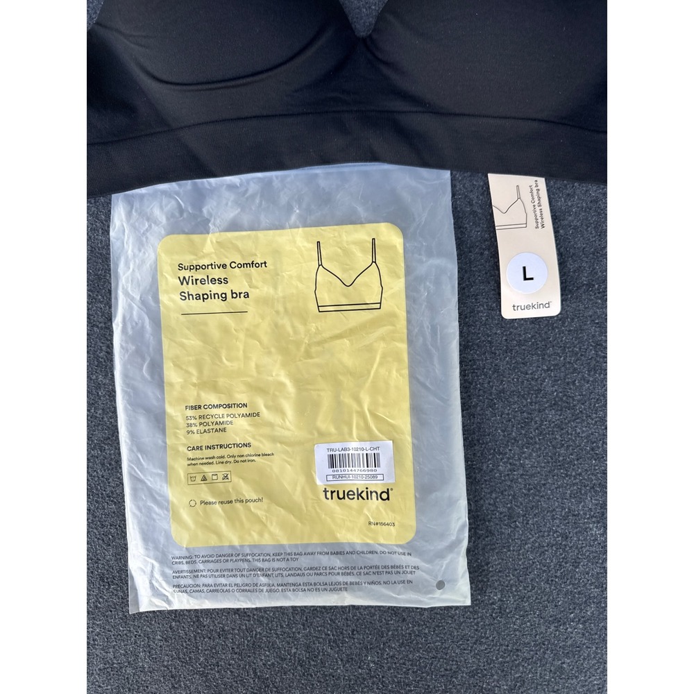 Shapermint Supportive Comfort Wireless Shaping Bra Black L TRU-LAB3-10210-L-CHT